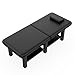 30.5'' Wide × 75'' Long Folding Stationary Massage Table with Backrest and Storage Space for Treatment Table Physical Therapy Table Spa Facial Bed, 6 Square legs, Metal Frame PU Leather - Black
