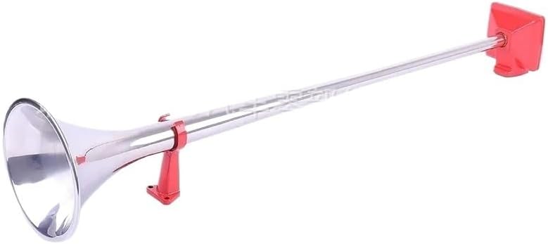 Stainless Steel Air Horn 12/24V for Trucks and Passenger Cars - High Decibel Electronic Horn(Red base)