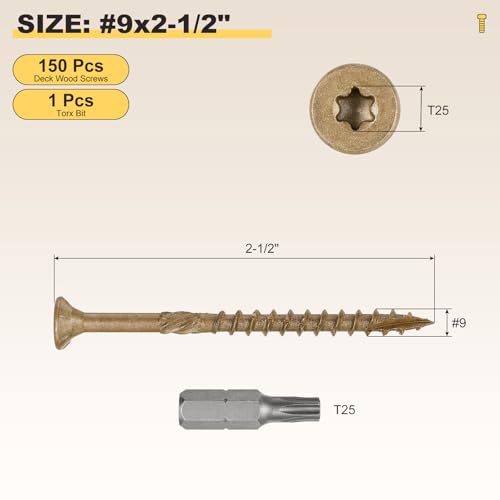 Vis de terrasse au carbone durables de haute précision Torx T25