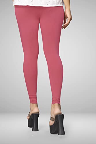 Image of Women's Cotton Skinny Leggings with Ankle Length Solid Pattern Mid Rise and Elastic Closure | Cotton Skinny Leggings for Womens