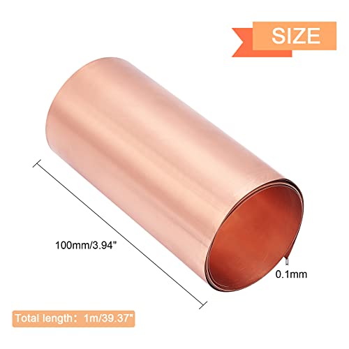 OLYCRAFT Kupferblech-Rolle Metallfolien Platte 0.1mm Hochreines Reines Kupfer Dünnes Blech Für DIY Schneiden Handwerk Machen 1000x100x0.1 mm