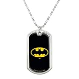 GRAPHICS & MORE Batman Classic Bat Shield Logo Military Dog Tag Pendant Necklace with Chain