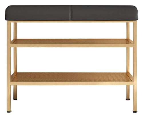 Banc de rangement à chaussures noir en fer forgé avec coussin 5 cm