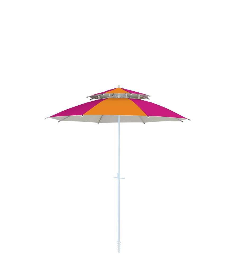 Ombrellone da Spiaggia Antivento, 240 cm, Fucsia-Arancio, Protezione UV50+, Doppio Tetto in Poliestere
