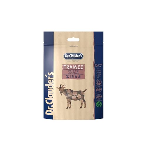 DR.CLAUDER'S - Trainee Snack Ziege | Leicht verdauliche Snacks aus fettarmen Ziegenfleisch für Hunde und Katzen. Getreidefreie, präbiotische Leckerlis im Frischebeutel | 80g