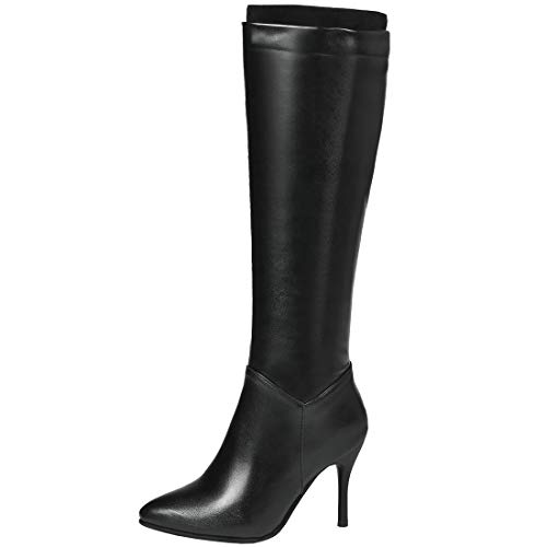 MAVMAX Womens Pointy Toe Knee High Riding Boots Stiletto High Heel Long Shoes