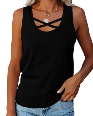 Débardeur noir femme été Runcati en taille L pour un look décontracté et frais
