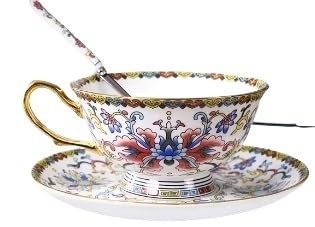 Ręcznie wykonany ceramiczny zestaw filiżanek do kawy i spodków – retro kwiatowa ceramika filiżanki do kawy i herbaty (zestaw 2 szt.)