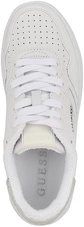 GUESS Women's SYBELA Sneaker, White/Silver 143, 8 | Image 1