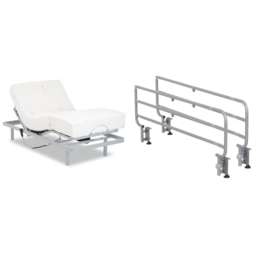 Gerialife® Pack Cama articulada Reforzada 5 Planos con colchón viscoelástico Tencel & Barandillas abatibles para Camas articuladas | Muy Resistentes y fáciles de Instalar