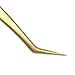 EMEDA Eyelash Extension Tweezers for Make Fans Professional Precision Stainless Steel 45 Degree Curved Angled 17 mm Fine Tips Golden Lashing Volume Tweezers Tool for Lash Extension Supplies