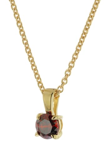 Collier femme argent 925 doré trendor | Chaîne d'ancre élégante avec zircon rouge grenat