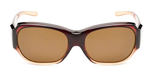 Solar Shield Polarized Fits over Santa Monica Rectangular Sunglasses CRML AMB Size M/L, FREE Microfabric Case included