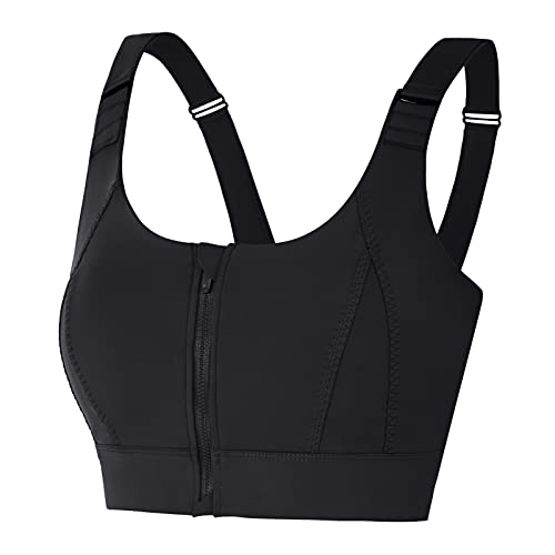 Luogongzi Push Up Black Bra For Women High Support Padded Gym Yoga Sports Bra Strappy Workout Crop Tank Tops Plus Size Summer Beach cover