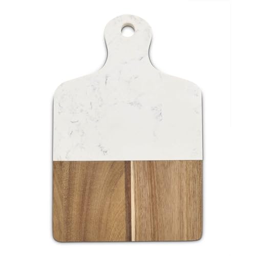 Tabla de Cortar para Quesos y Embutidos HIC Kitchen, Mármol Cultivado y Madera de Acacia, Rectangular, 33,02 x 21,46 x 1,27 cm miniatura 1