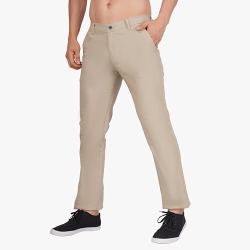 Image of Men's Regular Fit Linen Trousers | Slim Fit Lightweight Casual Pants | Stylish Dress Pants for Office or Travel | Premium Luxury Linen Trouser Pant with Breathable Comfort