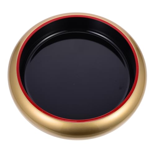 Plato redondo pequeño de plástico dorado para sushi miniatura 1