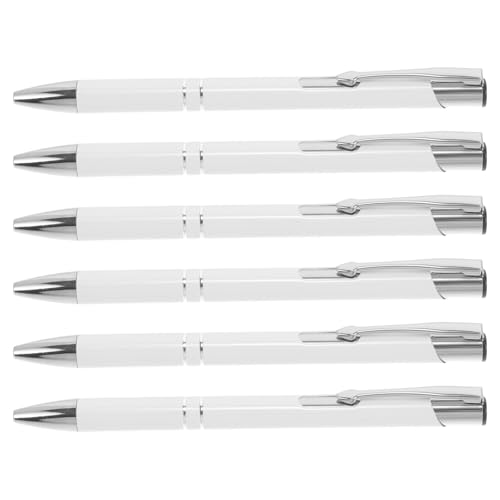 Homoyoyo 6 Piezas Bolígrafos Retráctiles de Metal con Clip y Agarre Cómodo para Oficina y Escuela Color Plata, Diseño Elegante y Funcional para Colegas y Compañeros