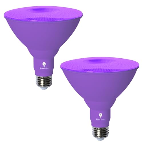 Bluex Bulbs 2 Pack LED Par38 Flood Purple Light Bulb - 18W (120Watt Equivalent) - Dimmable - E26 Base LED Lights Party Decoration Porch Home Lighting Holiday Halloween Purple Flood Lights Bulb.