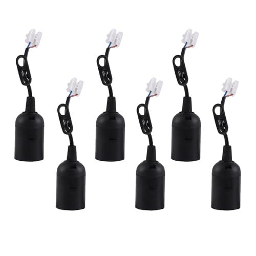 Lampenfassung, 6 Stück E27 Baufassung Mit Kabel, Schwarz