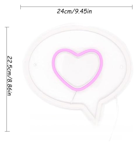 Néon bulle avec cœur à intensité variable pour décoration lumineuse murale