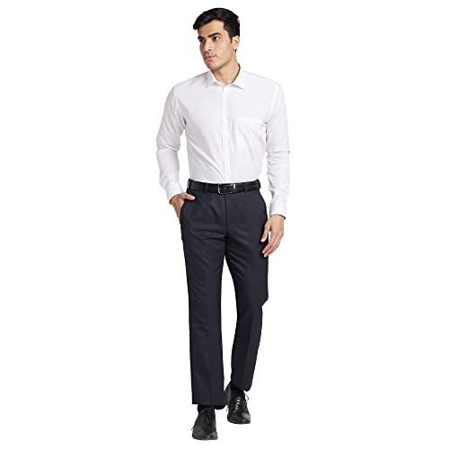 Image of Park Avenue Men's Polyester Blend Dobby Pattern Smart Fit Flat Front Formal Trouser