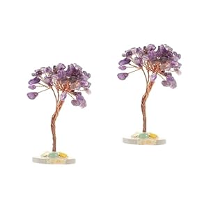 Warmhm 2 Stuks Kristallen Boom Decoraties Chinese Decoratie Eettafel Decoratie Huis Decoratie Geluksbrenger Bonsai Boom Edelsteen Bonsai Boom Bonsai Boom Desktop-Ornament