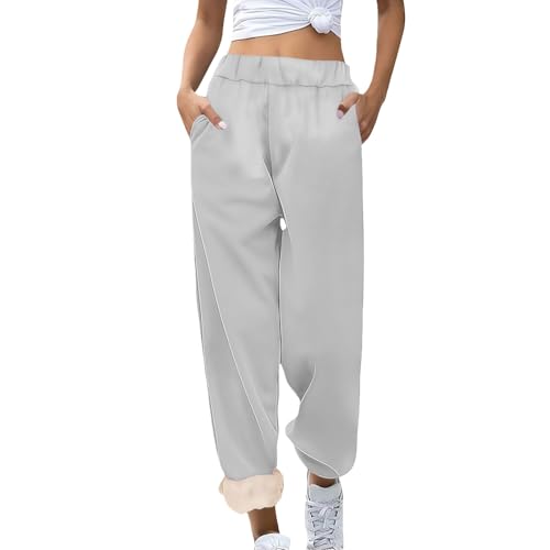 Pantalon de jogging polaire femme chaud et ample avec poches pour l'hiver