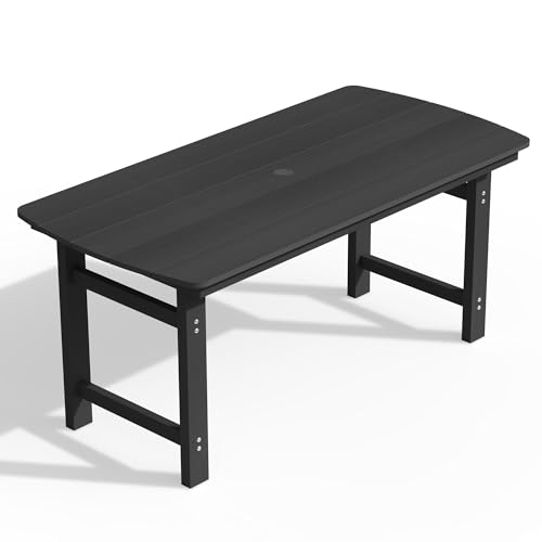 Image of Ciokea HDPE Outdoor Patio Dining Table, All-Weather Furniture, Black