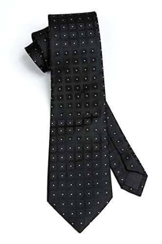 Image of HISDERN Mens Ties Plaid Tie and Pocket Square Set Classic Woven Formal Checkered Neckties & Handkerchief Wedding Party