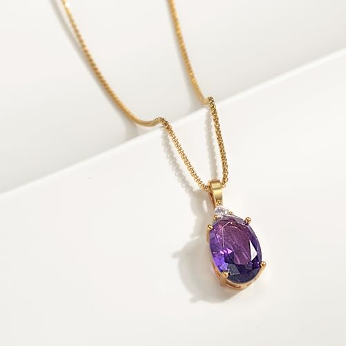 HOPE LOVE SHINE Amethyst Necklace Gift for Women - February Birthstone Jewelry - 18K Gold Plated Spiritual Pendant - Elegant Women's Jewelry Gift for Birthday, Anniversary & More (18+2-inch)2