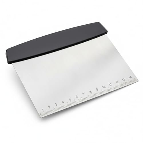 Image of Oblivion Dough Cutter 1 Pc - Stainless Steel Dough Scraper & Cutter with Non-Slip Handle & Measuring Scale, Pastry Bench Scraper for Baking, Dough Divide, Cake Decorating & Prep Tool for Bakers & Chef