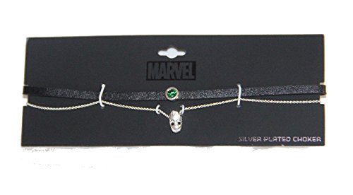 LAROCKS Marvel Groot silver plated Double Layer choker Necklace with Green stone