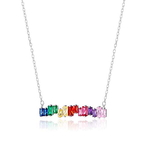 Preisvergleich Produktbild Nocciola 18 Karat vergoldete 7 Chakra Halskette / Kristall eingelegte Weißgold Kabelkette Herzschlag Halskette / Zierlicher Yoga-Schmuck im Boho-Stil für Männer und Frauen mit