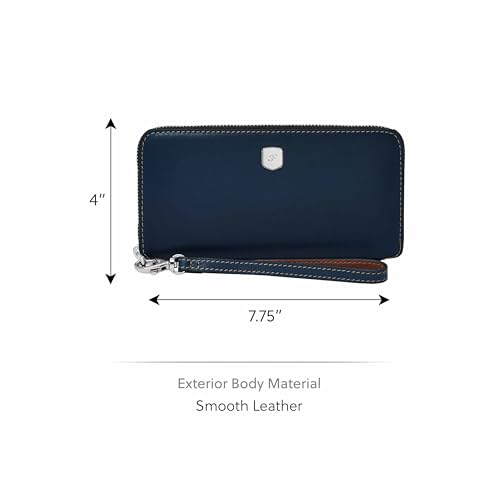 Image of Fossil Women's Wallet, Lennox Leather Zip Around Clutch Wallet for Women, Insignia Blue