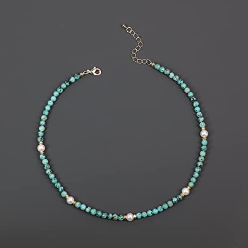 COAI 2 Packs Herringbone Stone Beaded Choker Necklaces for Women Girls