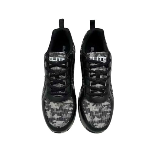 ELITE Pinnacle Bowlingschuhe für Herren – leicht, universelle Gleitsohlen, bequem und leistungssteigernd, Grau, Camo, 44.5 EU