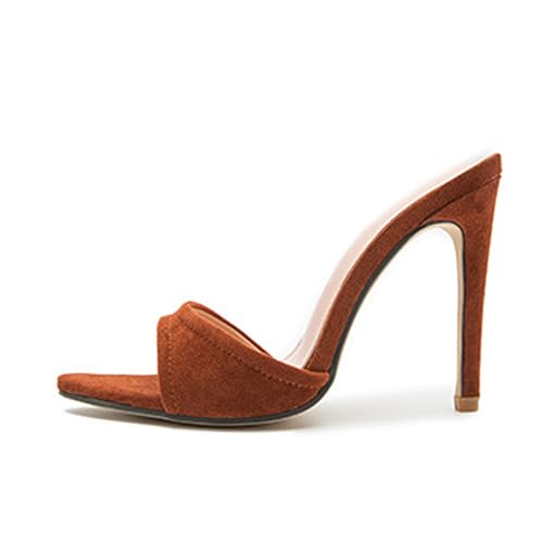 Women's Suede Stiletto Heeled Sandals Sexy Pointed Open Toe Slingback Slip On High Heels Mule Pumps for Daily Party Wedding Dating Wear3