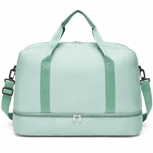 Bolsa de Viagem com Compartimento para Sapatos, Cinza e Rosa, Alça Transversal, Mala Esportiva para Academia e Viagens (Verde)