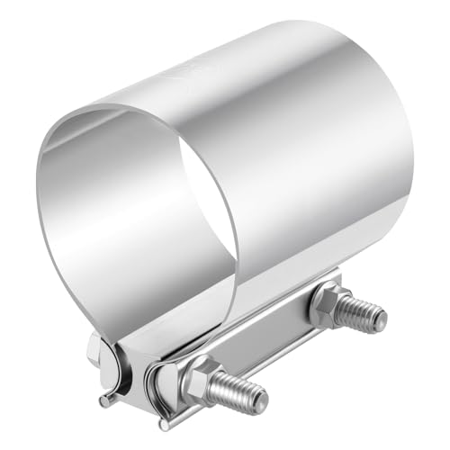 EVIL ENERGY 3.5 Inch Exhaust Clamp 3 1/2 Butt Joint Band Clamp Sleeve Coupler Stainless Steel for Pipes Mufflers Catalytic Converters 2PCS