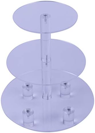HMROVOOM Acrylic Cupcake Display Stand,Cupcake Tier Stands,Acrylic Cupcake Stand,Cupcake Holder 3 Tier Round with Base (6" Between 2 Layers)
