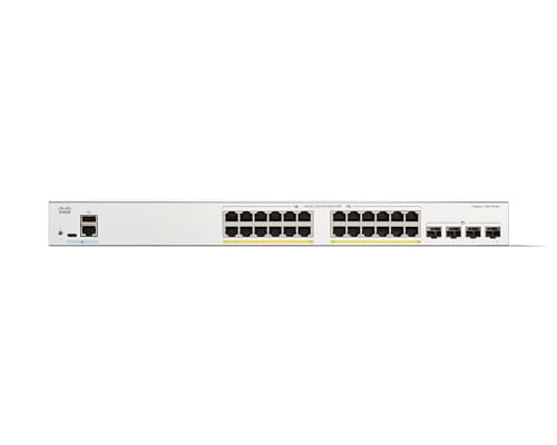 Image of Cisco Catalyst 1300-24P-4X Managed Switch, 24 Port GE, PoE, 4x10GE SFP+, Limited Lifetime Protection (C1300-24P-4X)
