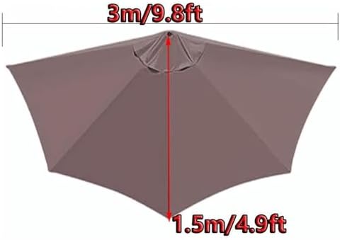 10ft Half Umbrella Replacement Canopy - Burgundy Patio Umbrella Top Cover for Market Table, Balcony, Garden, Deck - Durable 5 Ribs Design for Outdoor Use