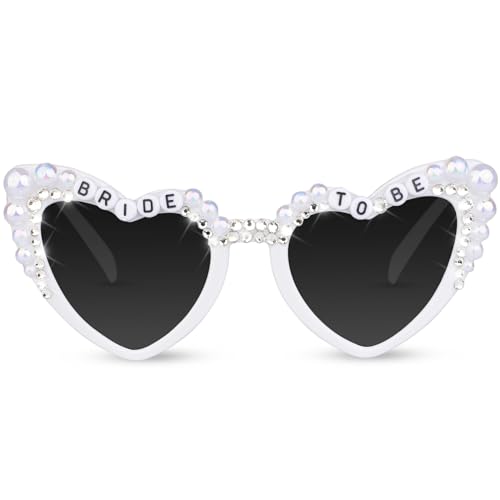 Bride Sunglasses for Bachelorette White Heart Glasses for Bride to Be Gift, Bachelorette Accessories Party Favors