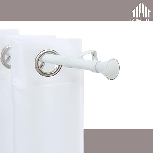 Miniatura 2 de Dalina Textil - Barra Cortina Blanca Extensible 19mm - Barra Cortinas Fina Para Salón Dormitorio - Palos Cortinas Delgado Blanco Rústico 70-120cm