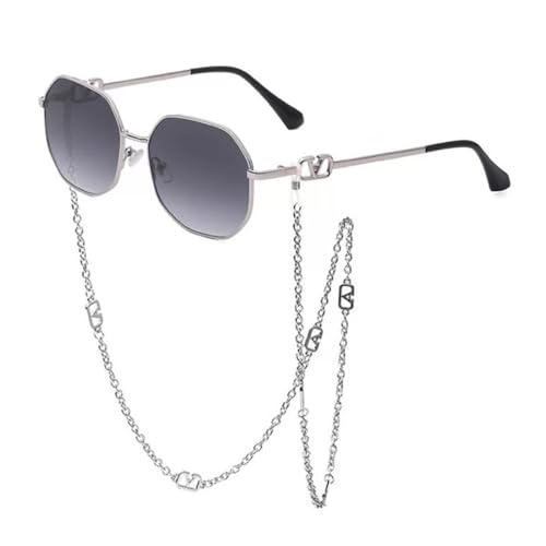 Lunettes de soleil polygone unique et chaîne amovible pour terrasse et mode