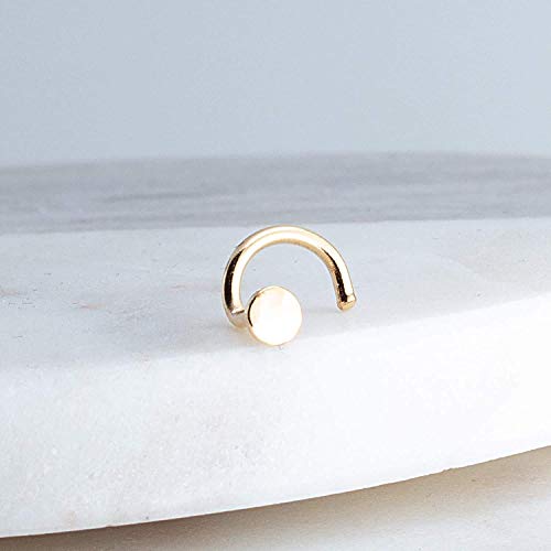 Nose Nostril Screw Hammered 14K Gold Filled Hoop Cartilage Shiny Piercing Left Side 20 Gauge