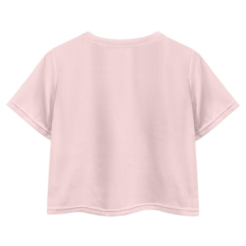 Image of Girls Fashion Crewneck Tee Shirts Casual Short Sleeve Crop Top Summer Outfits 5-14 Years Old