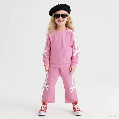 Image of 2025 Girls Sweatsuit Set Cute Hooded Sweatshirt & Jogger Pants with Pocket Casual Outfuts Set
