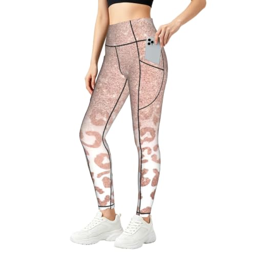 Pantalon de yoga ample femme or rose brillant vêtement fitness fluide